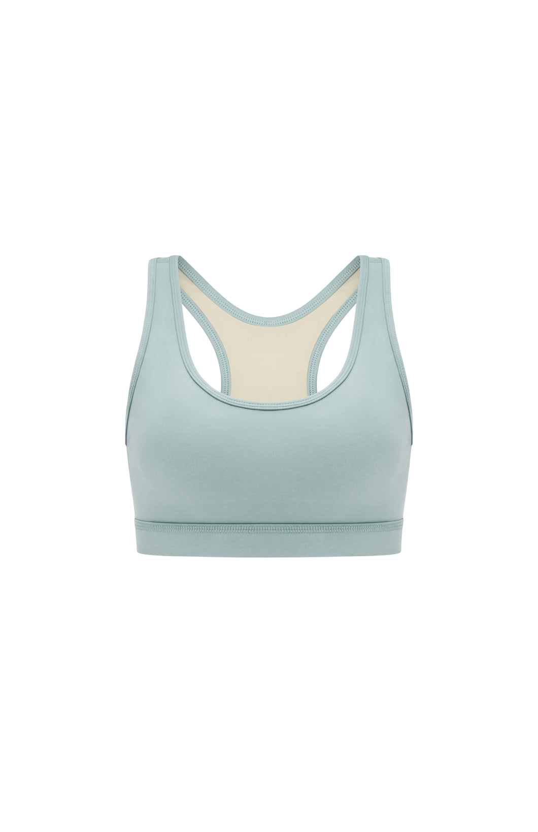 Daisy Street Active double layer halterneck light support sports bra in  sage green
